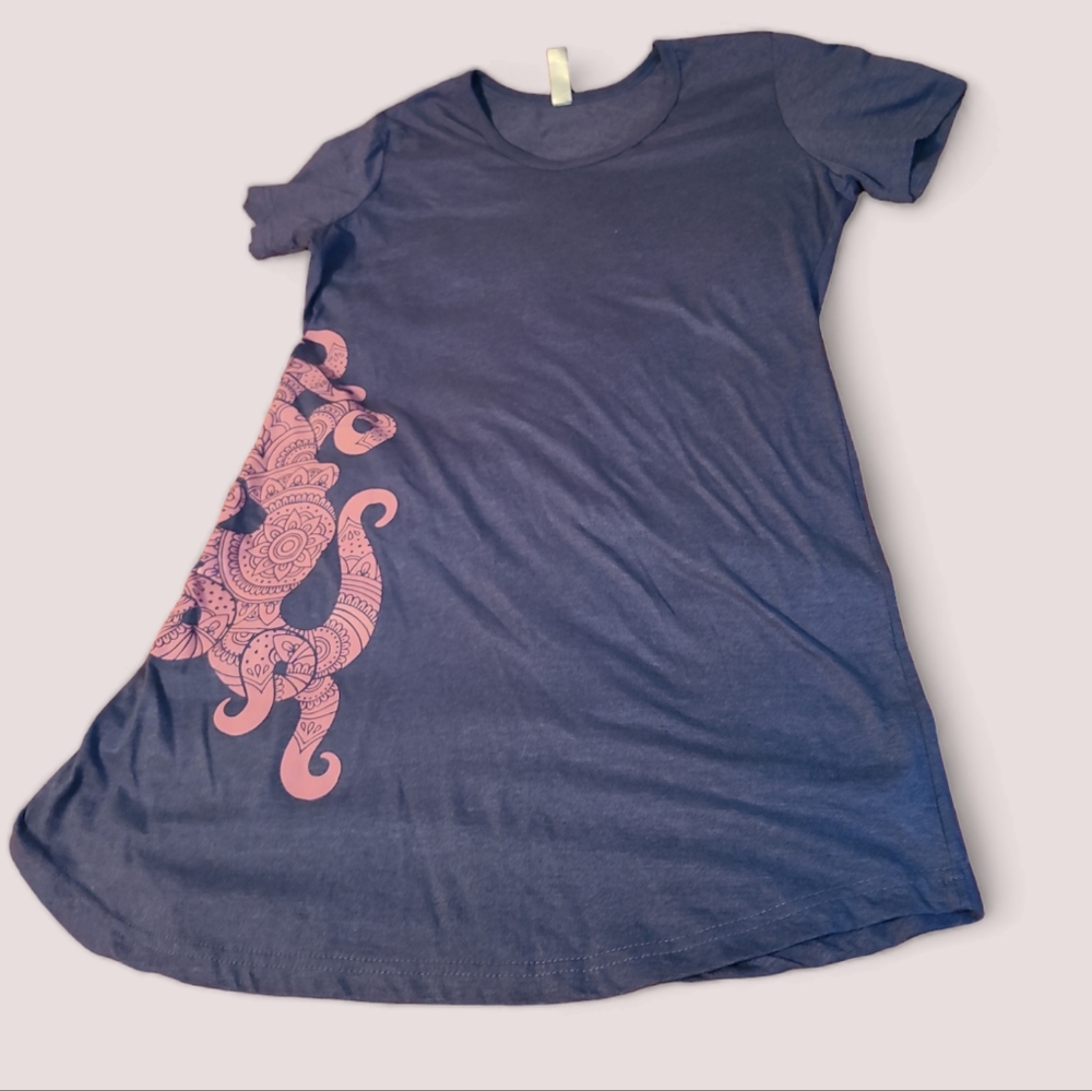 Instant Message Gray with Pink print Casual T-shirt Dress